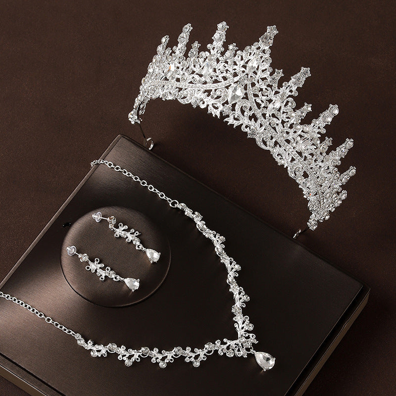 Retro Atmospheric Rhinestone Birthday Crown Hair Accessories Three-piece Suit