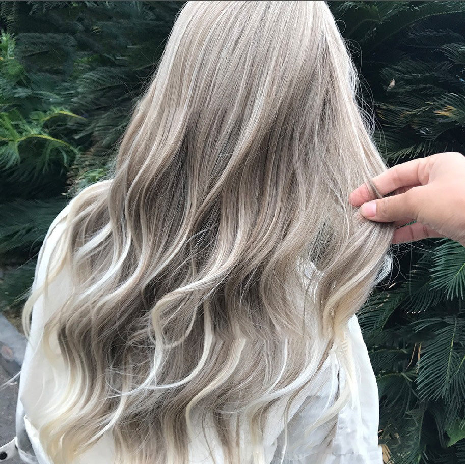 Oblique Bangs To Repair Face And Curly Hair, High Temperature Silk Realistic Fluffy Long Curly Wig Set