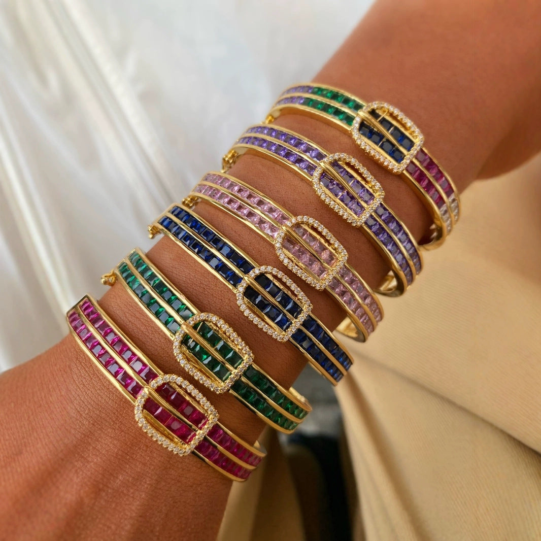 Zirconia Inlay Craftsmanship Innovative Horseshoe Buckle Design Bracelet