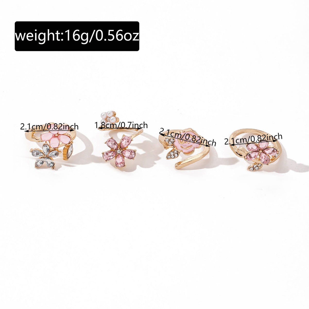Womens Fashion Flower Ring Set