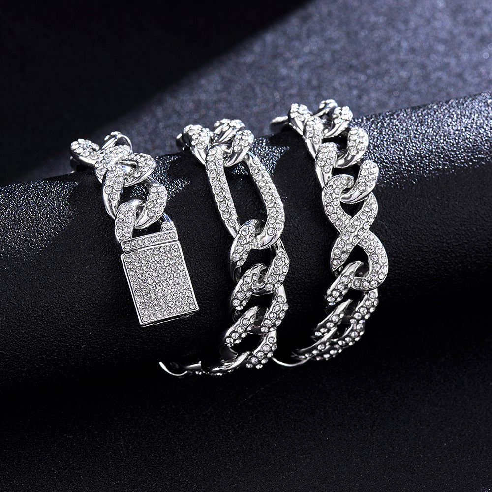 15mm Heavy-duty Cuban Chain Alloy Full Diamond Hip-hop Necklace