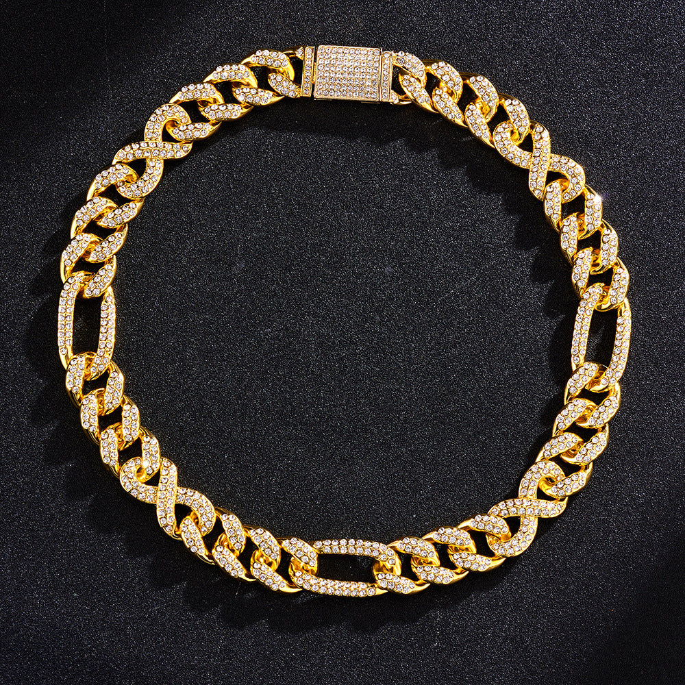 15mm Heavy-duty Cuban Chain Alloy Full Diamond Hip-hop Necklace