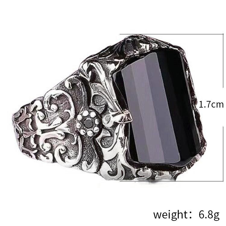 Black Vintage Punk-style Ring With Carved Patterns