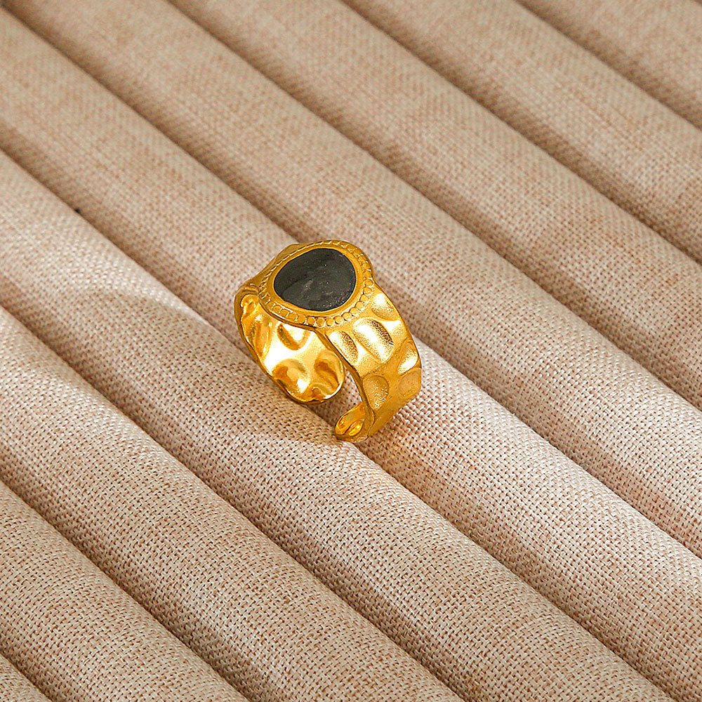 Personalized Stainless Steel Ring With Color-retaining Diamond Inlay