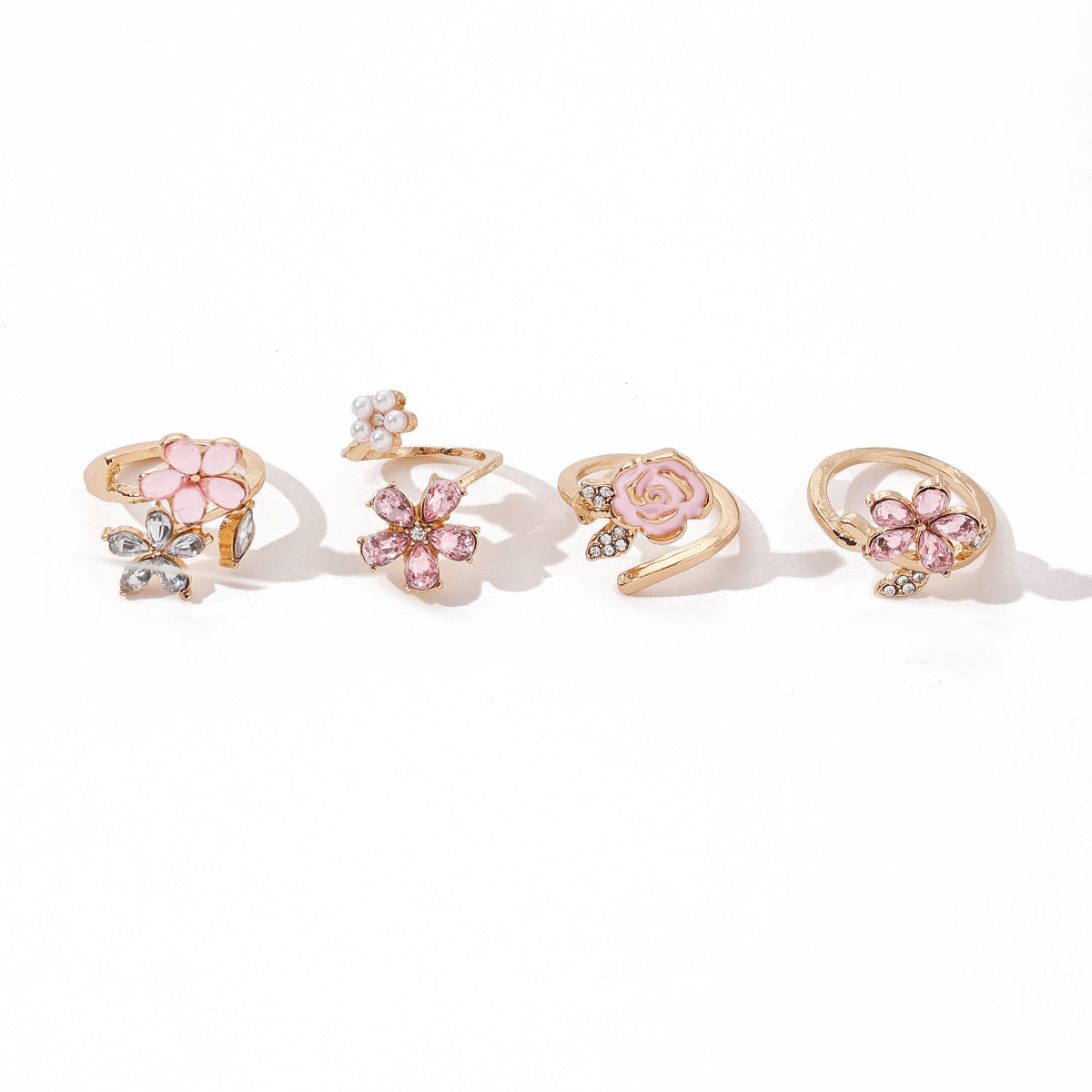Womens Fashion Flower Ring Set