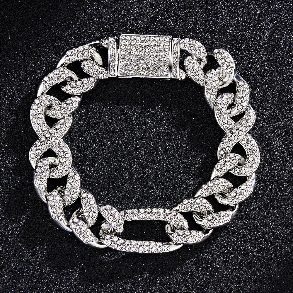 15mm Heavy-duty Cuban Chain Alloy Full Diamond Hip-hop Necklace