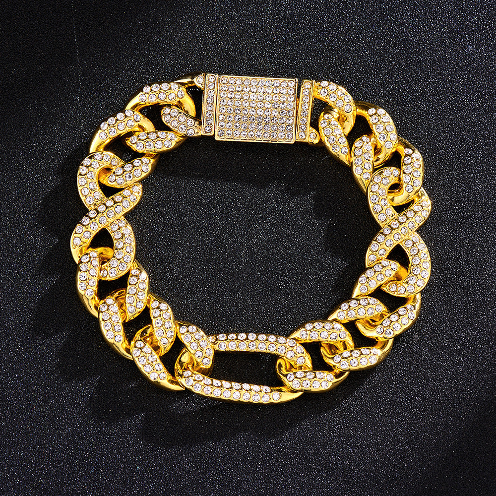 15mm Heavy-duty Cuban Chain Alloy Full Diamond Hip-hop Necklace