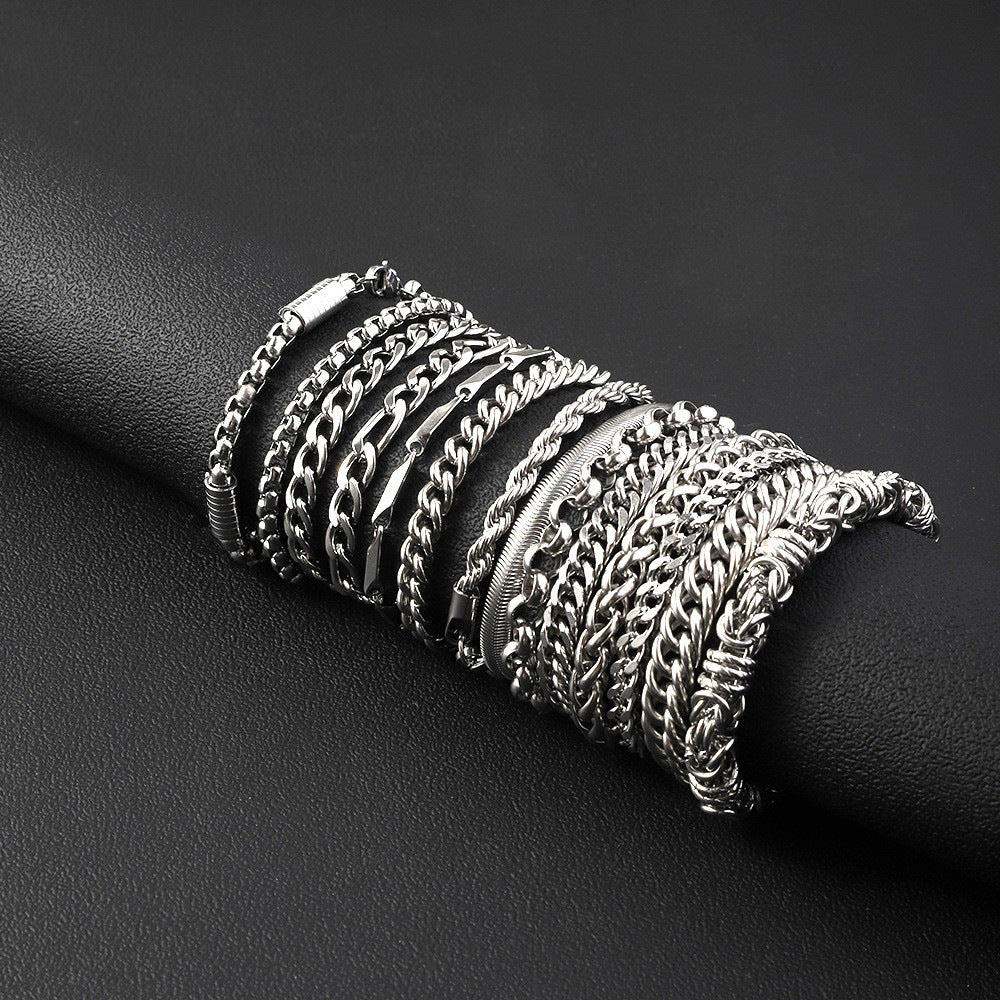 Stainless Steel Bracelet That Wont Fade Cuban-link Chain Fashionable Versatile Washable Titanium Steel Bracelet