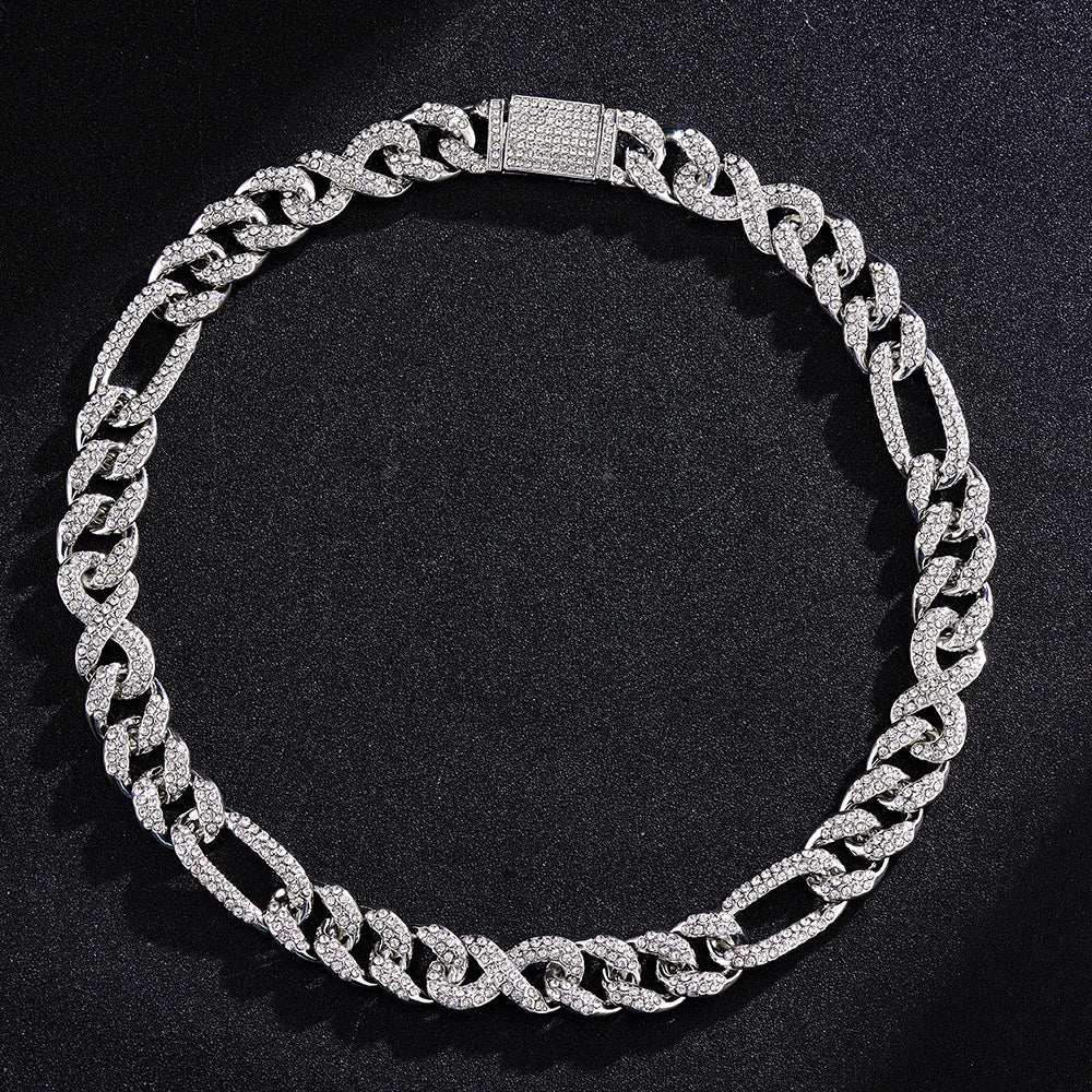 15mm Heavy-duty Cuban Chain Alloy Full Diamond Hip-hop Necklace