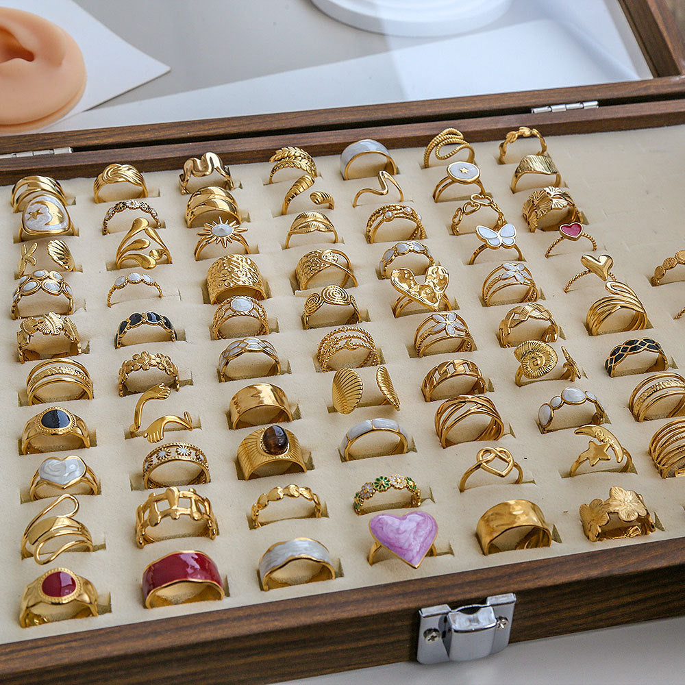 Personalized Stainless Steel Ring With Color-retaining Diamond Inlay