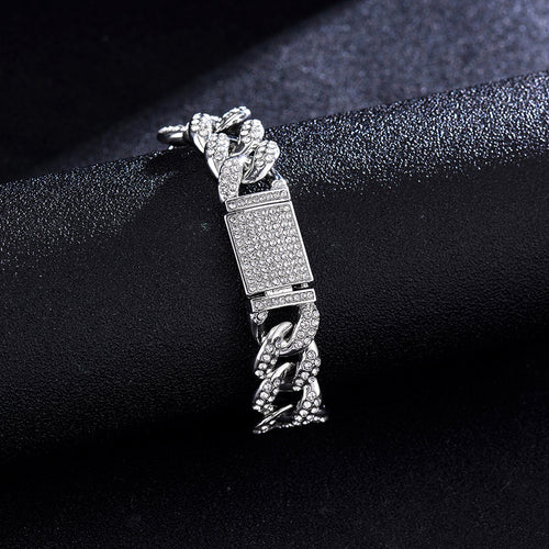 15mm Heavy-duty Cuban Chain Alloy Full Diamond Hip-hop Necklace