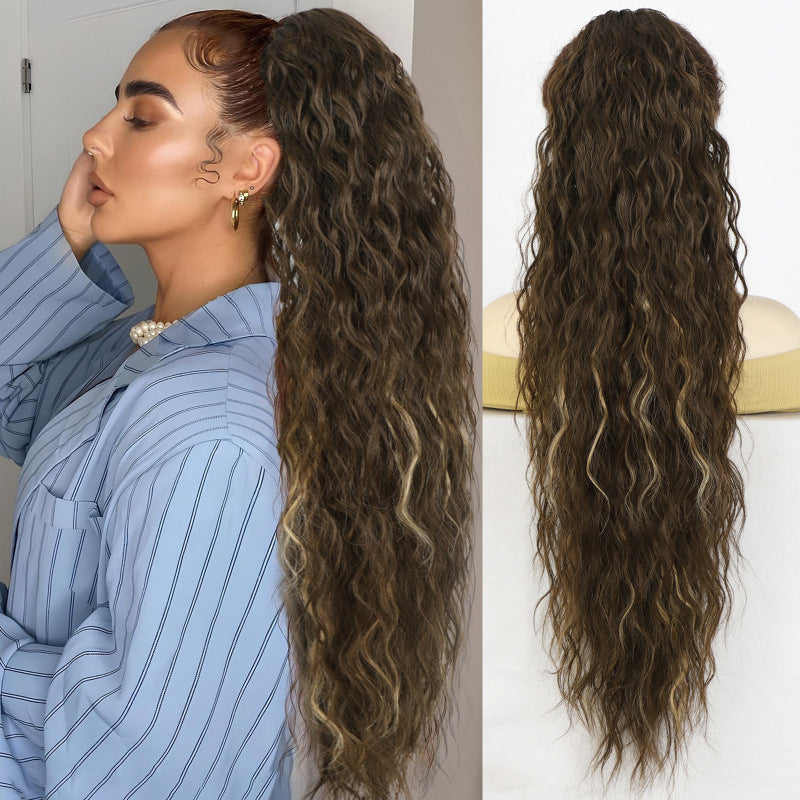 European And American-style Large Clip-in Long Wavy Ponytail Tiger-claw Long Curly Ponytail Wig